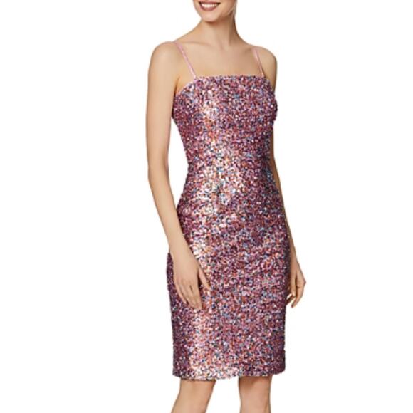 Sequin Strapless Midi Sheath Cocktail Dress Pink Size 6 Laundry by Shelli Segal - Picture 12 of 14